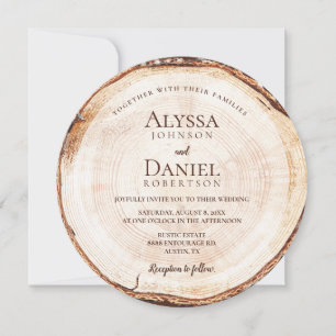 Rustic Wedding Wood Tree Bark Custom vollständige  Einladung