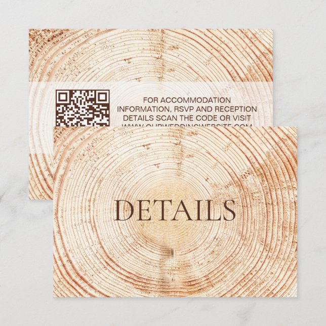 Rustic Wedding Woodland Details QR code Template Begleitkarte (Vorne/Hinten)