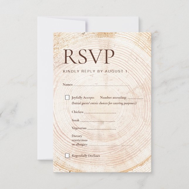 Rustic Wedding Woodland RSVP Card Meal Choice  Karte (Vorderseite)