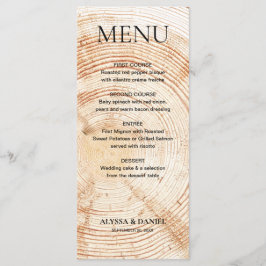Rustic Wedding Woodland tree bark Grain Menükarte
