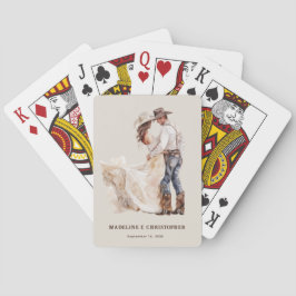 Rustic Western Couple Wedding Spielkarten