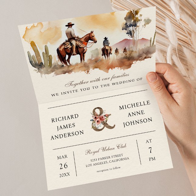 Rustic Western Cowboy All in One QR Code Wedding Einladung (Von Creator hochgeladen)