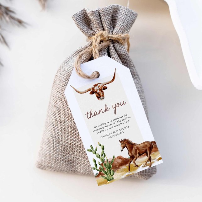 Rustic Western Cowboy Baby Shower Geschenkanhänger (Cowboy Western Boy Baby Shower Thank You Tags)