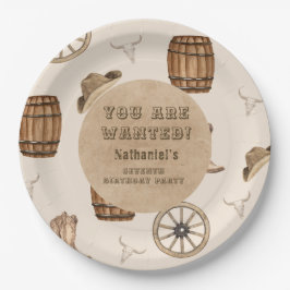 Rustic western cowboy you are wanted birthday pappteller
