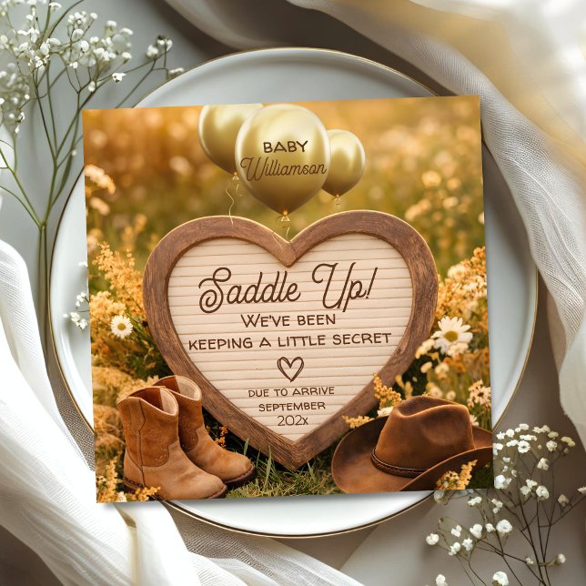 Rustic Western Heart Sign Baby Reveal Pregnancy Ankündigung (Von Creator hochgeladen)