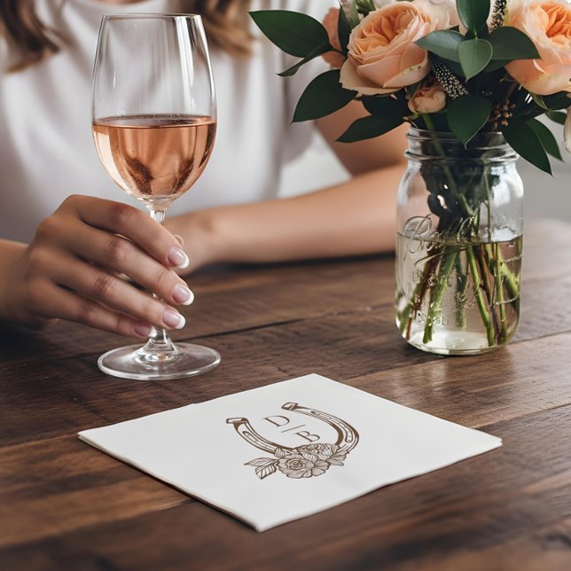 Rustic Western Horseshoe Custom Monogram Wedding Serviette (Rustic Western Horseshoe Custom Monogram Wedding Napkins)