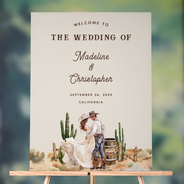Rustic Western Ranch Wedding Willkommenszeichen Acrylschild (Neutral)
