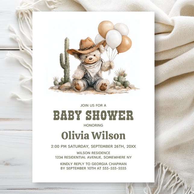 Rustic Western Teddy Bear Baby Shower Invitation Einladung (Von Creator hochgeladen)