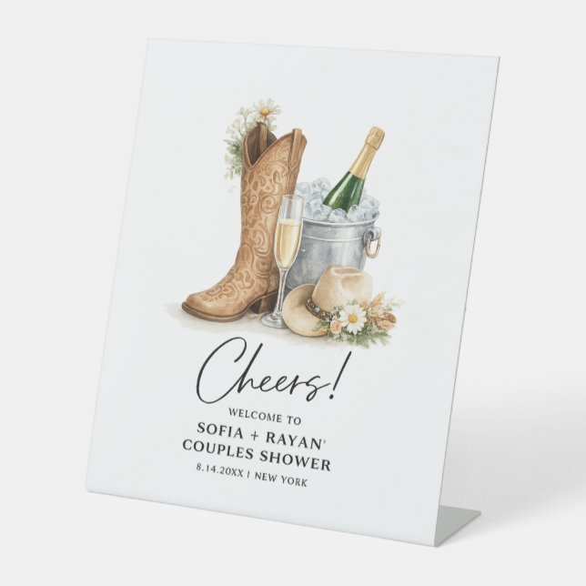 Rustic Western Wedding Invitation Sockelschild (Vorderseite)