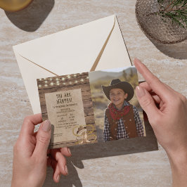 Rustic western you are wanted photo birthday einladung