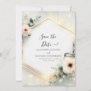 Rustic Whimsical Mason Jar Wedding Save The Date