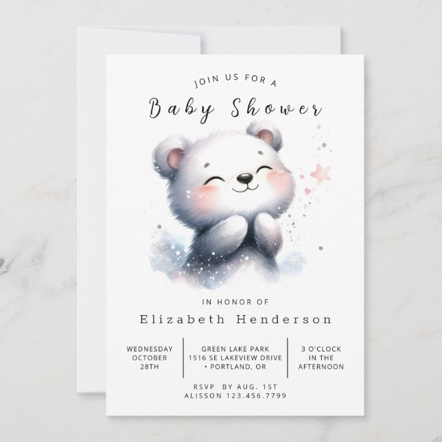 Rustic Whimsy Bear Baby Dusche Einladung (Vorderseite)