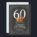 Rustic Whiskey Black & Gold Elegant Men's Birthday Einladung<br><div class="desc">Raise a glass in style! 🍾🥃
Celebrate this milestone birthday with our elegant Whiskey 60th Birthday Invitation,  designed for a sophisticated and memorable celebration. Featuring a classic whiskey bottle and glass,  ornate gold accents,  and bold typography — perfect for honoring a true gentleman.</div>