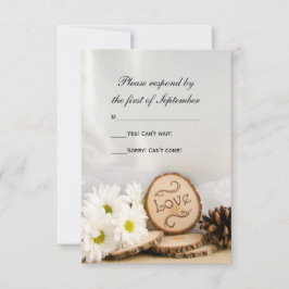 Rustic White Daisies Woodland Wedding RSVP Karte