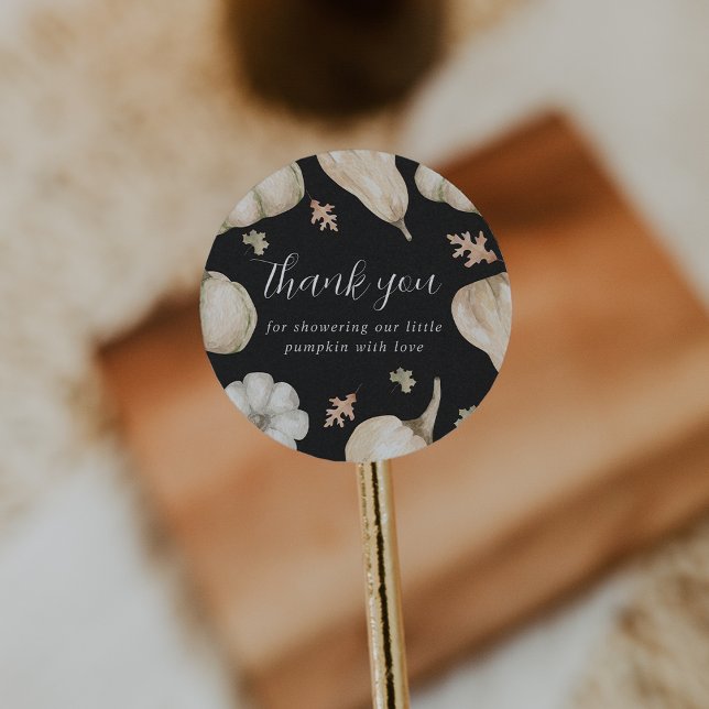 Rustic White Pumpkins Fall Baby Dusche Vielen Dank Runder Aufkleber (Von Creator hochgeladen)