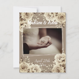 Rustic White Rose Fotovorlage Hochzeit Danke Save The Date