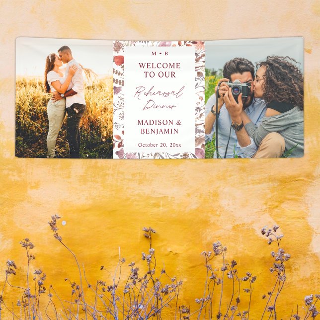 Rustic Widlflowers Photo Rehearsal Dinner Welcome Banner (Von Creator hochgeladen)