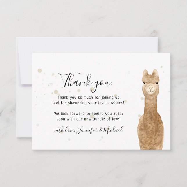 Rustic wild animal alpaca llama Thank You Dankeskarte (Vorderseite)