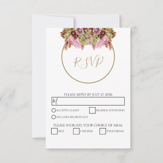 Rustic Wild Blume Bouquet Wedding RSVP Karte (Vorderseite)