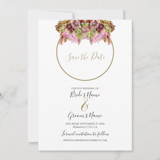 Rustic Wild Blume Bouquet Wedding Save The Date (Vorderseite)