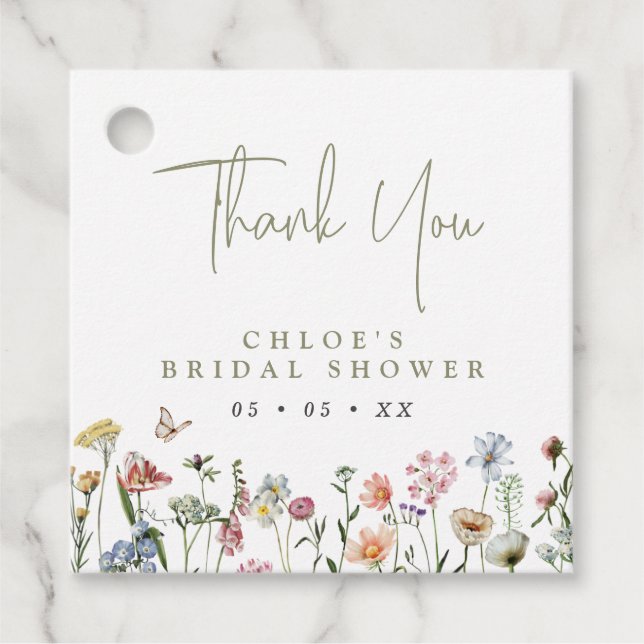 Rustic Wild Blume Brautparty Vielen Dank Geschenkanhänger (Vorderseite)