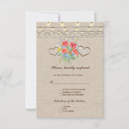 Rustic Wild Blume Burlap Wedding RSVP