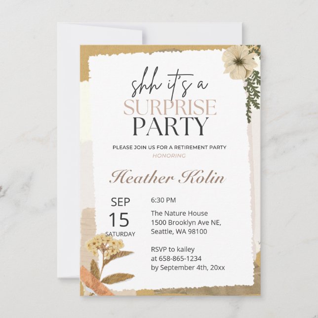 Rustic Wild Blume Foto-Rentenkarte online Einladung (Vorderseite)