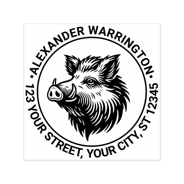 Rustic Wild Boar Rücksendeadresse Permastempel (Design)