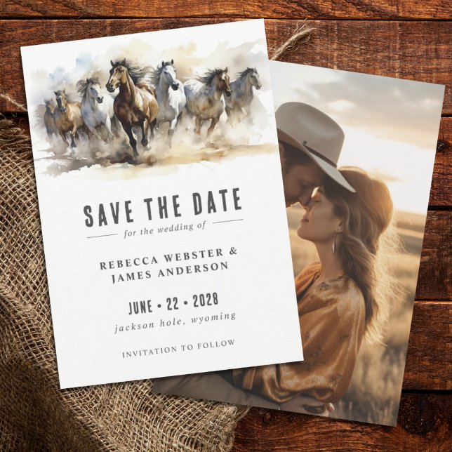 Rustic Wild Horses Ranch Reittier Foto Hochzeit Save The Date (Von Creator hochgeladen)