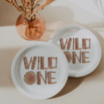 Rustic Wild One 1. Geburtstag Pappteller<br><div class="desc">Holz rustikale wilde ein 1. Geburtstag Papier Teller.</div>