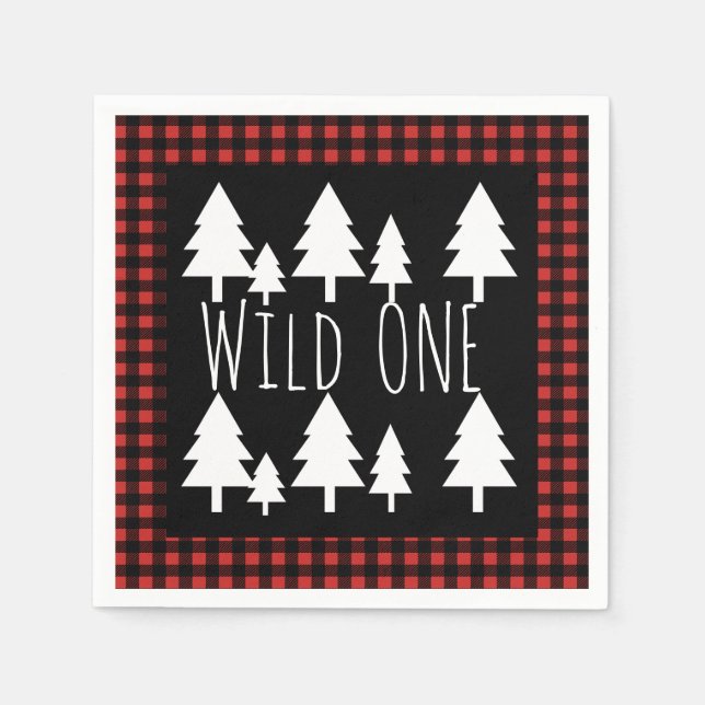 Rustic Wild One Buffalo Karo Kariert Serviette (Vorderseite)