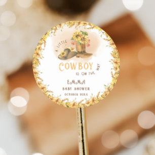 Rustic Wild West Boy Shower Runder Aufkleber