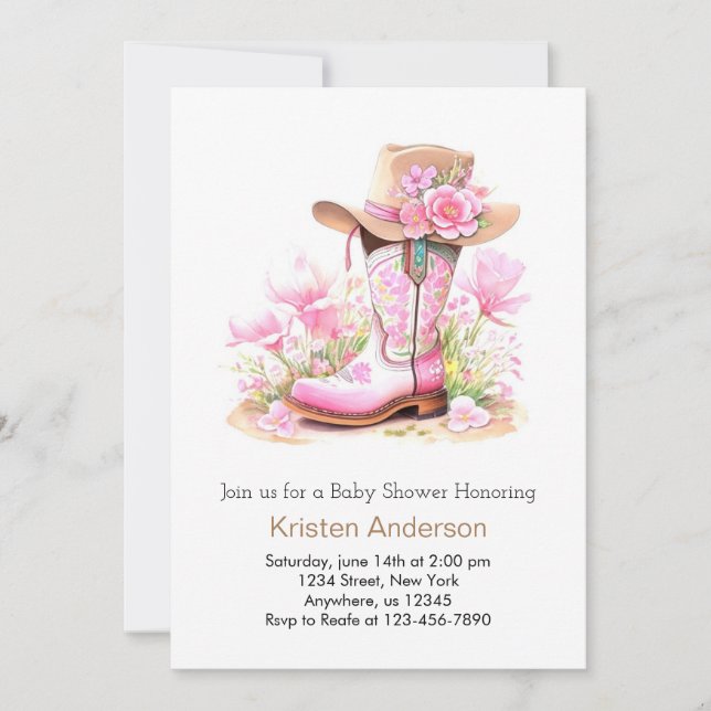 Rustic Wild West Cowgirl Babydusche Einladung (Vorderseite)