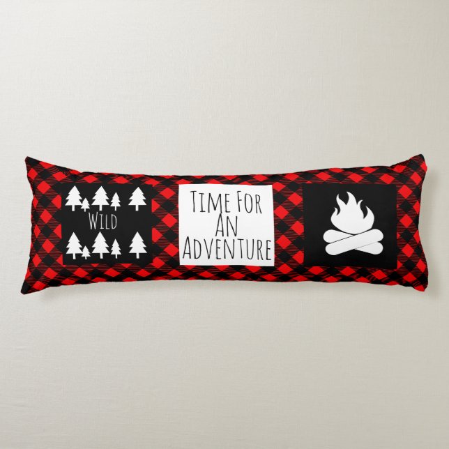 Rustic Wild Woodland Buffalo Karo Kariert Seitenschläferkissen (Vorderseite)