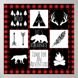 Rustic Wilderness & Animals Buffalo Karo Kariert Poster