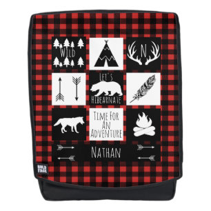 Rustic Wilderness Buffalo Karo Kariert & Name Rucksack