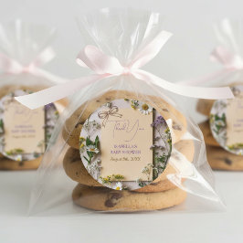 Rustic Wildflower Baby Shower Thank You Favor Runder Aufkleber