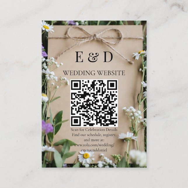 Rustic Wildflower Botanical Kraft Wedding Begleitkarte (Vorderseite)