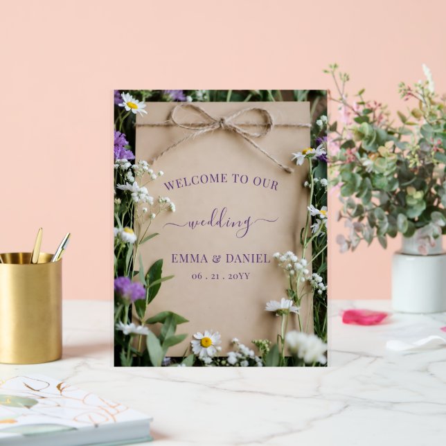 Rustic Wildflower Botanical Wedding Welcome sign Acrylschild (Hochzeit)