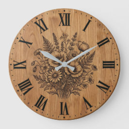 Rustic Wildflower Bouquet Wall Clock Große Wanduhr