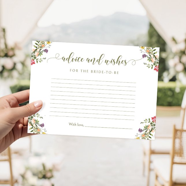 Rustic Wildflower Bridal Shower Advice and Wishes  Begleitkarte (Von Creator hochgeladen)