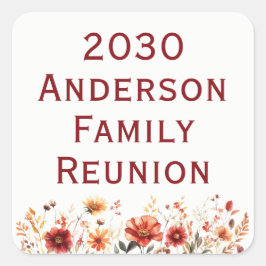 Rustic Wildflower Family Reunion Quadratischer Aufkleber
