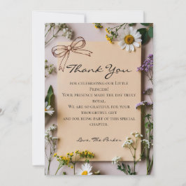 Rustic Wildflower Little Princess Baby Shower Dankeskarte