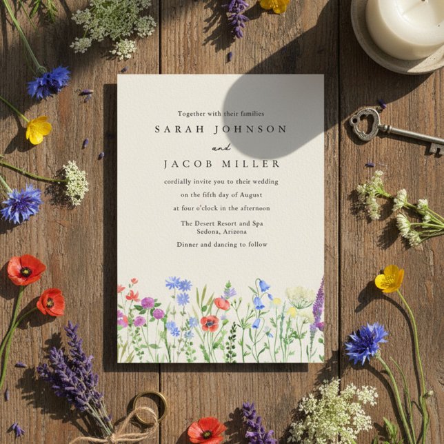 Rustic Wildflower Meadow Wedding Invitation Einladung (Rustic Wildflower Meadow Wedding Invitation)