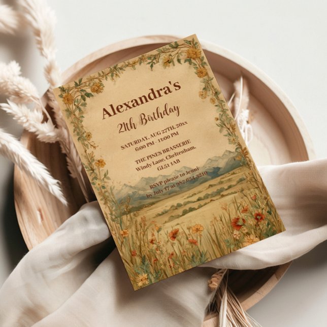 Rustic Wildflower Mountain Birthday Einladung (Von Creator hochgeladen)