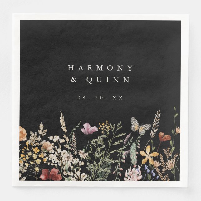 Rustic Wildflower Paper Napkins Wedding Decor Serviette (Vorderseite)