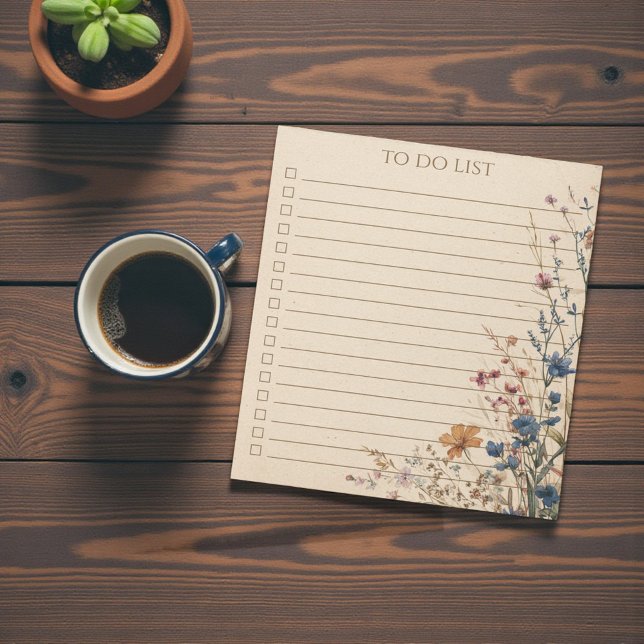 Rustic Wildflower To Do List Teacher Nature Gift Notizblock (Rustic Wildflower To Do List Teacher Nature Gift Notepad)