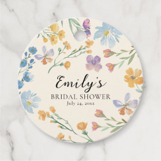 Rustic Wildflower Watercolor Bridal Shower Geschenkanhänger
