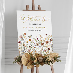 Rustic Wildflower Wedding Garden Flowers Welcome Poster