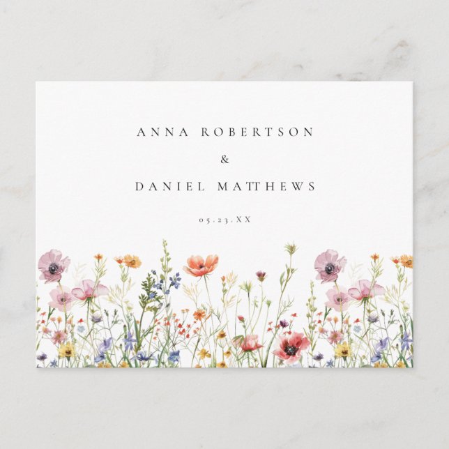 Rustic Wildflower Wedding RSVP Postkarte (Vorderseite)